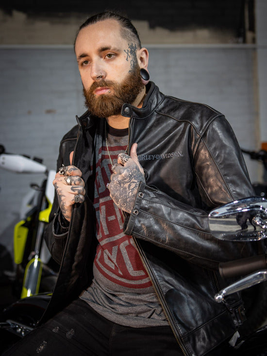 Harley-Davidson® Reflective Skull Leather Jacket 98122-17EM
