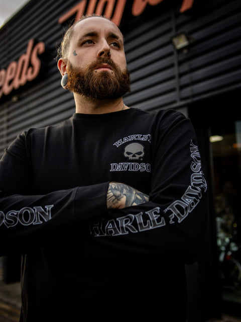 Harley-Davidson® Men's Skull Long Sleeve Black Tee 99091-14VM