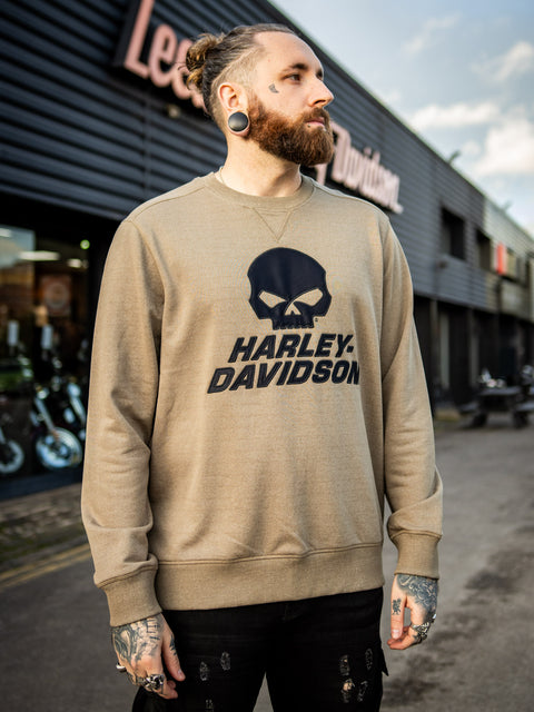 Genuine Harley-Davidson® Men's Willie G. Skull sweatshirt - Stone Grey 96185-24VM