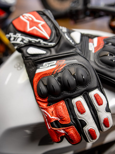 Alpinestars SP-8 V3 Leather Gloves Black/White/Red 3558321