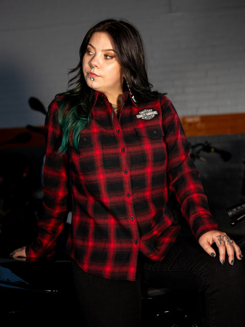 Genuine Harley-Davidson®  Women's Old American Retro Long Sleeve Flannel Shirt 96280-24VW