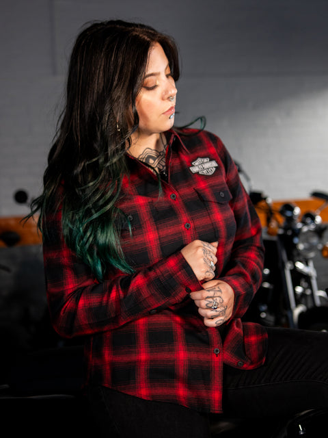 Genuine Harley-Davidson®  Women's Old American Retro Long Sleeve Flannel Shirt 96280-24VW