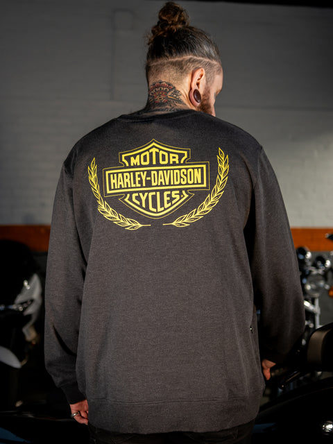 Genuine Harley-Davidson®  Men's Trophy Bar & Shield Crew Neck Sweatshirt - Harley Black  96404-24VM