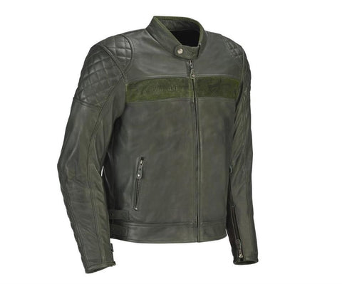 Kawasaki 104CRM22113L LONDON OLIVE LEATHER JACKET (male) 3XL