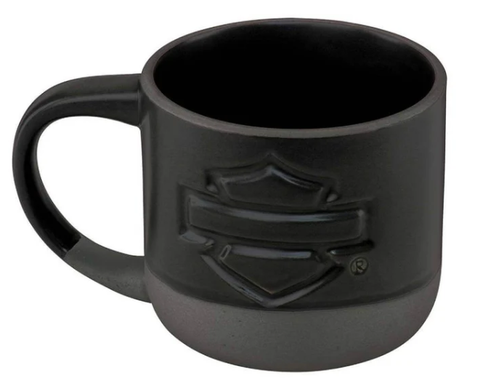 Harley-Davidson Open Bar & Shield Pottery-Style Ceramic Mug, Tonal Gray Base HDX-98662