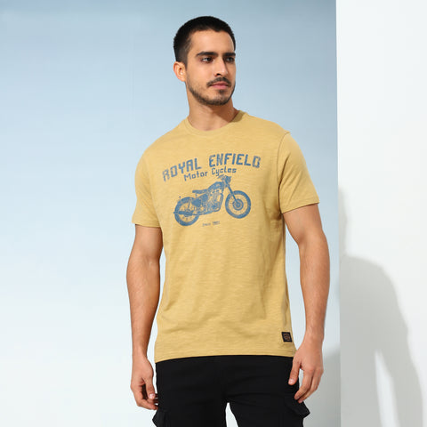 Royal Enfield - Classic Lino Stamp Khaki T-Shirt - RLATSA230506