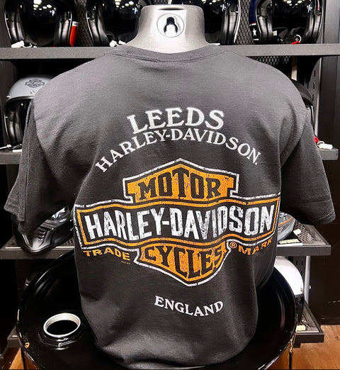 Genuine Leeds Harley-Davidson® Dealer T-Shirt Chrome skull Adt Black 3001777-BLCK