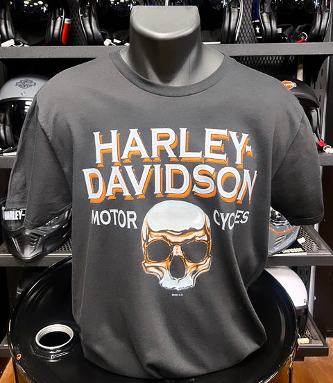 Genuine Leeds Harley-Davidson® Dealer T-Shirt Chrome skull Adt Black 3001777-BLCK
