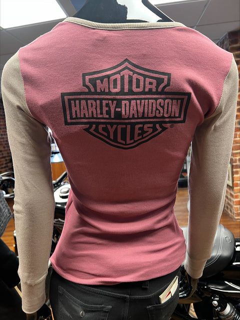Genuine Harley-Davidson® Henley Ladies Pink Button Top 96142-24VW