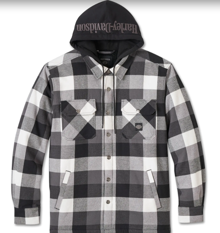 Harley davidson hooded flannel shirt jacket online