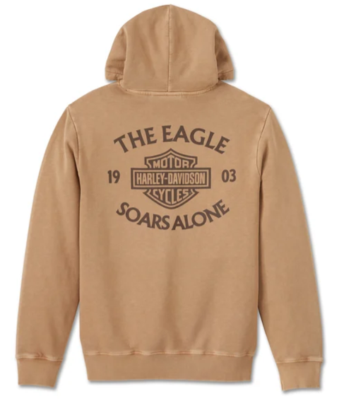 Genuine H-D Eagle Soars Alone Slub Hoodie - Tannin 96002-25VM