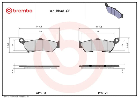 Brembo Sintered Metal Rear Brake Pads BMW R 1300 GS ABS 07BB43SP