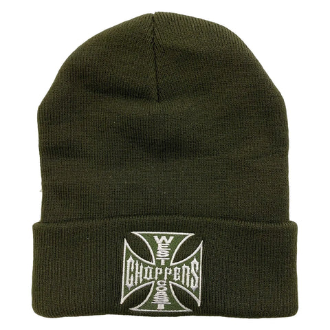 West Coast Choppers OG Roll-Up Beanie Dark Olive
