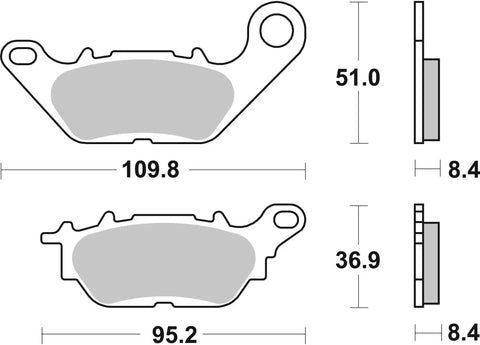 SBS Organic Rear Brake Pads Yamaha GPD 125 ABS / GPD 155 ABS / MW 300 ABS 227CT