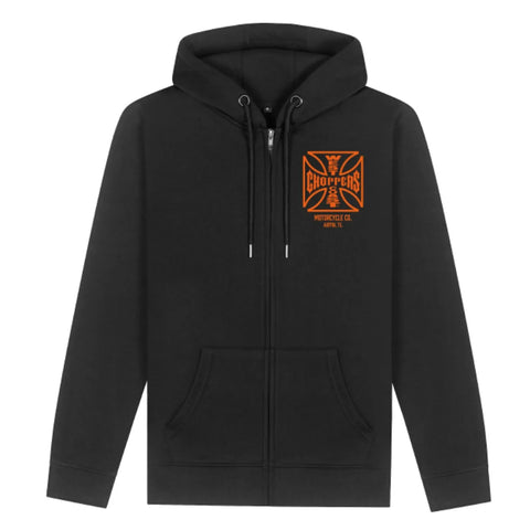 West Coast Choppers ATX Cross Zip Hoodie Black/Orange
