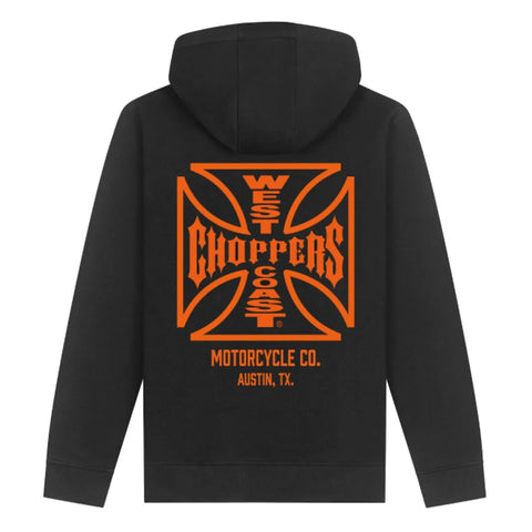 West Coast Choppers ATX Cross Zip Hoodie Black/Orange