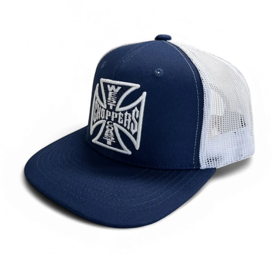 West Coast Choppers OG Cross Flatbill Cap Navy/White