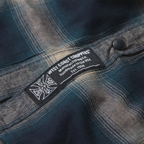 West Coast Choppers Outlaw Flannel Shirt Blue/Beige