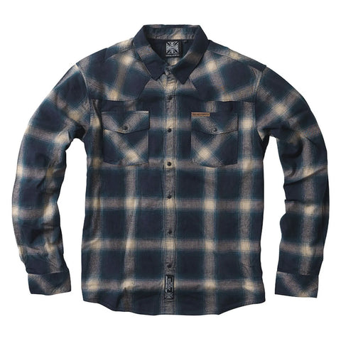 West Coast Choppers Outlaw Flannel Shirt Blue/Beige