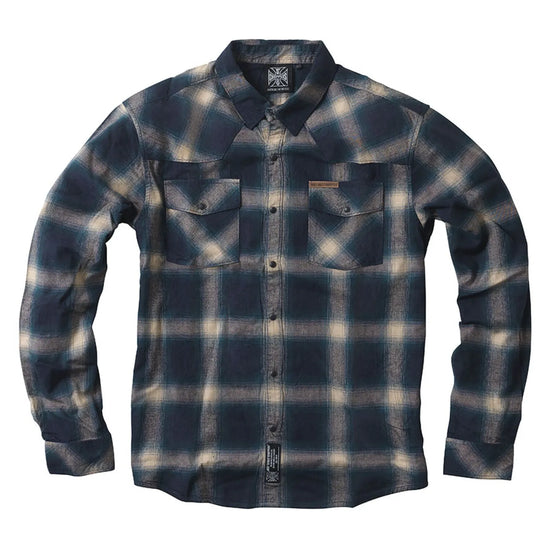 West Coast Choppers Outlaw Flannel Shirt Blue/Beige