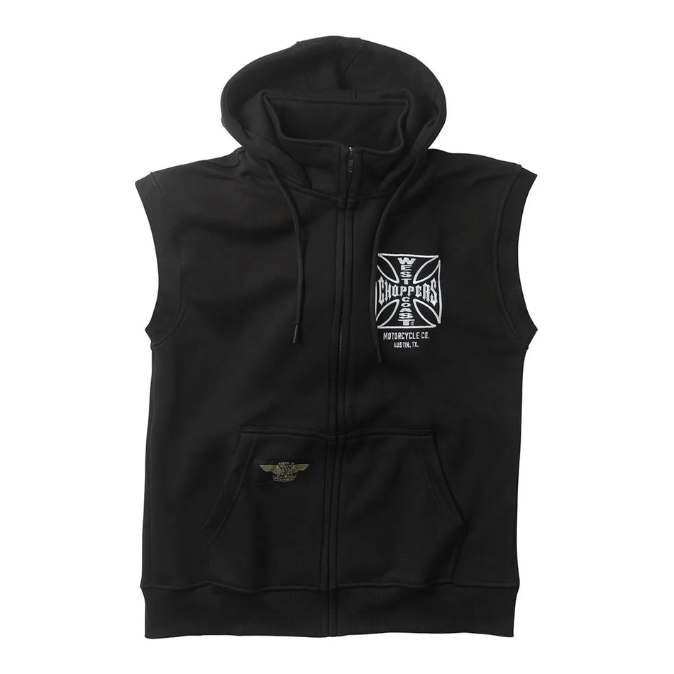 West Coast Choppers OG ATX Sleeveless Zip Hoodie Black