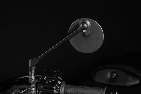 Gilles Tooling MOON Round Motorcycle Mirror Left Matt Black (M04-04-L-BD)