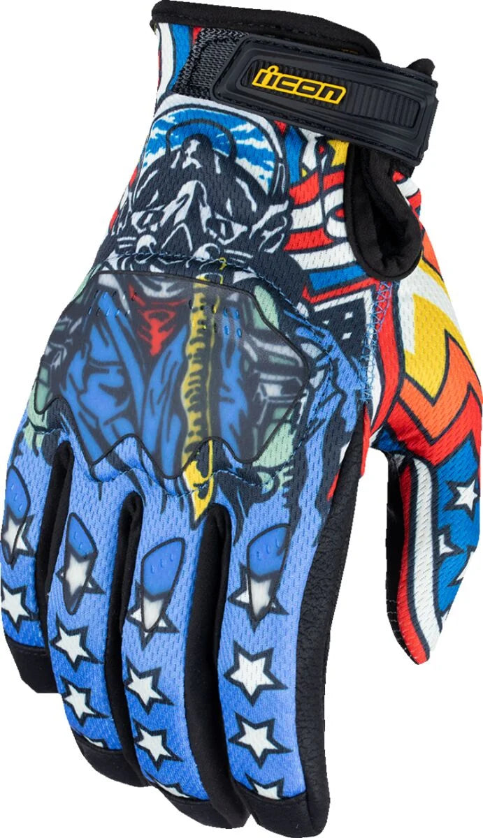 ICON Hooligan Flyboy CE Gloves Black/Blue/Red/White