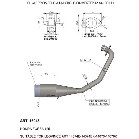 LeoVince Catalytic Converter Manifold Honda Forza