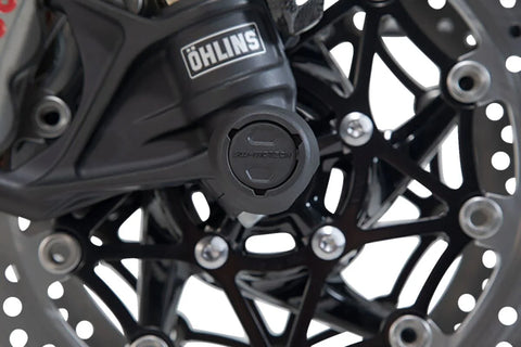 SW-Motech Front Axle Slider Set Black Tiger 800 Models / Speedtr 1050 / Ténéré