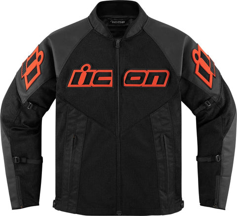 ICON Mesh AF CE Leather Jacket Black/Red