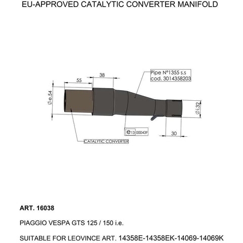 LeoVince Catalytic Converter Manifold Vespa (16038)