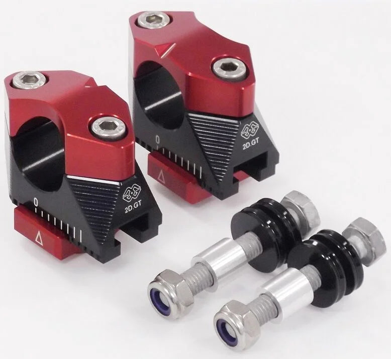 Gilles Tooling 2DGT Adjustable Motorcycle Handlebar Risers Black/Red (2DGT-02-07-BR)
