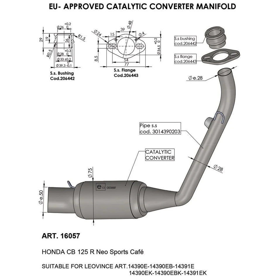 LeoVince Catalytic Converter Manifold Honda Neo Sports Cafe