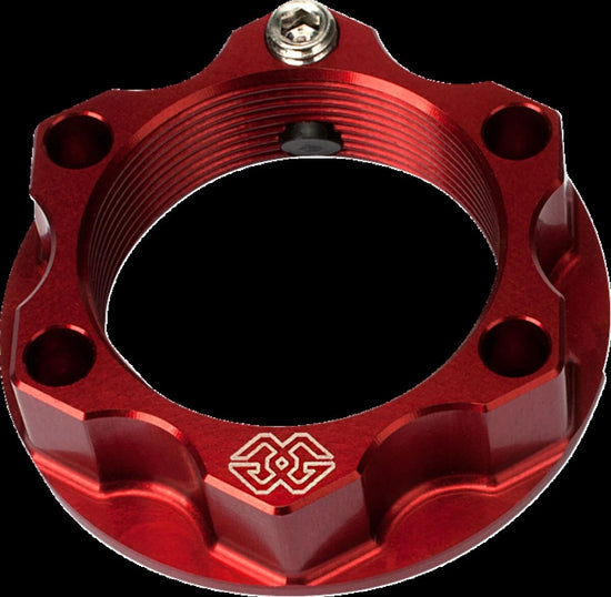 Gilles Tooling ACMA Aluminium Motorcycle Top Yoke Nut M28x1.0 Kit Red
