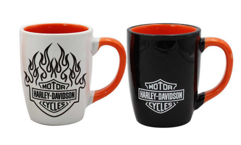 Genuine Harley-Davidson® Bar & Shield Flames Ceramic Mug Set - 15 oz. - Color Change HDL-18629