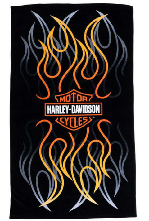 Harley-Davidson® Flames Bar & Shield Beach Towel, Oversized 36 x 68 Inches HDL-19510