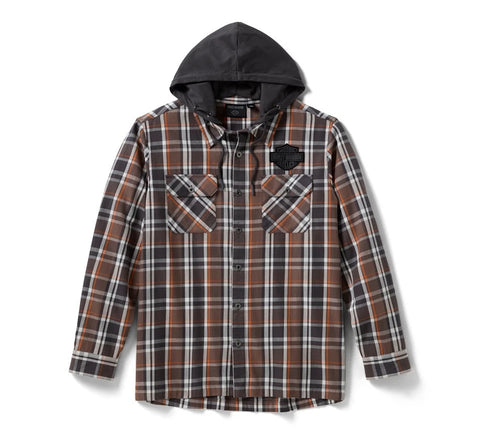 96215-26VM Harley-Davidson Woven Shirt Warm Grey/Dark Grey