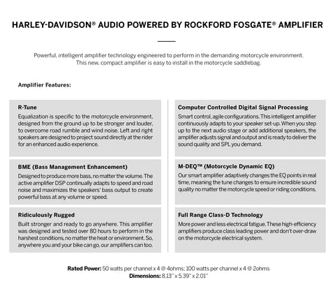 Harley-Davidson 76000997 Harley-Davidson Audio powered by Rockford Fosgate Amplifier 400W 4-Channel (Primary)