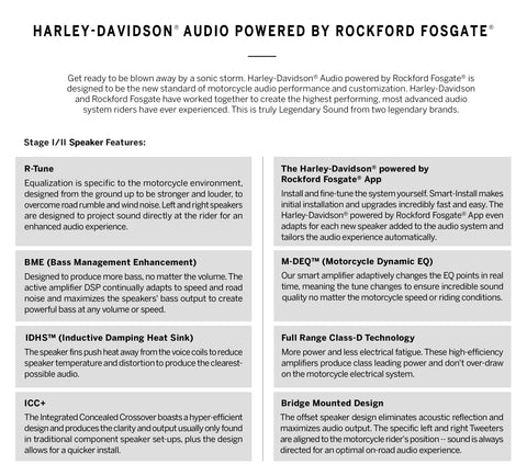 Harley-Davidson 76000985 Harley-Davidson Audio powered by Rockford Fosgate Stage II Tour-Pak / Air-Cooled Lower Speakers