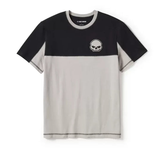 Genuine Harley-Davidson®   Willie G Skull Colorblock Short Sleeve T-Shirt Colorblock Harley Black & Ghost Grey 96373-25VM