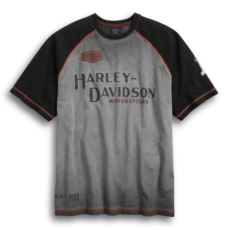 Genuine Harley Davidson Men's Iron Block Raglan Tee Harley-Davidson® Direct