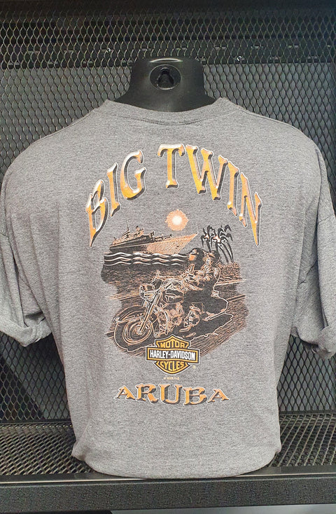 Grey Vintage Retro Studded Eagle T-shirt 2008 Big Twin Aruba 52 Chest Harley Davidson Harley Davidson Direct