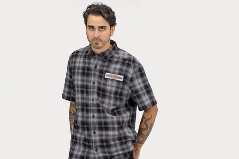 Harley-Davidson® Men's Stacked Graphic One Pocket Plaid Shirt 96183-22VM Harley Davidson Direct