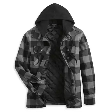 Harley-Davidson® Hooded Shirt Onwards Plaid black/grey   96356-23VM