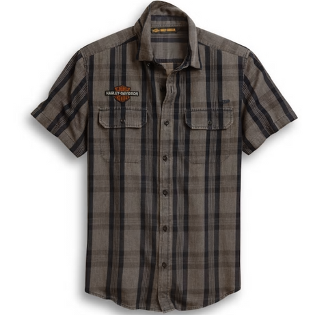 Harley-Davidson® Men's Logo Patch Plaid Shirt 96446-20VM Harley Davidson Direct