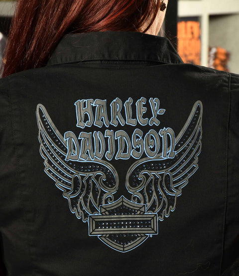 Harley-Davidson® Women's Embellished Winged Shirt 96393-20VW Harley Davidson Direct