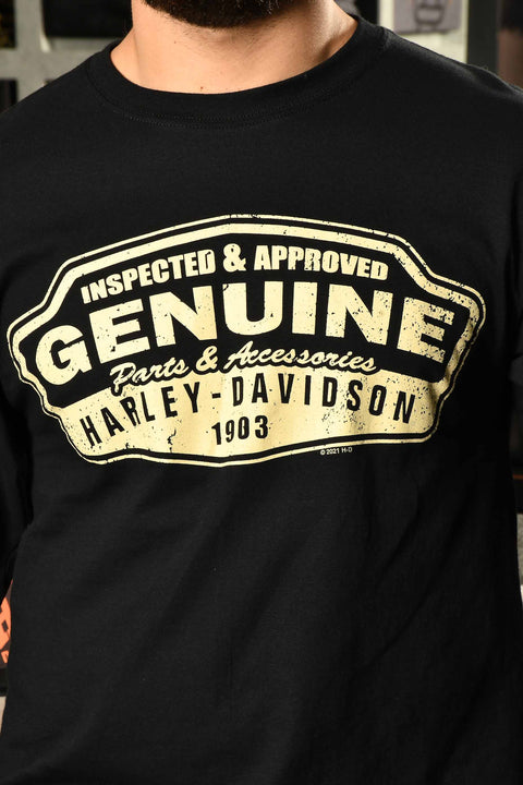 Gateshead Harley Davidson Label Genuine L/S Dealer Black long sleeve tee Mens Harley Davidson Direct