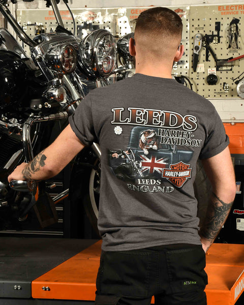 Leeds Harley Davidson Relect Name Dealer T-Shirt Mens Harley Davidson Direct