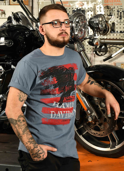 Leeds Harley Davidson Eagle Flag Dealer T-Shirt Mens Harley Davidson Direct