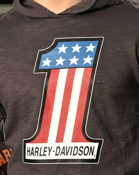 Harley-Davidson® Men's #1 Race Slub Jersey Hooded Graphic Tee 96011-22VM Harley Davidson Direct